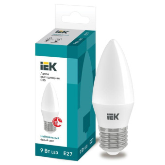 Лампа светодиод Е27 Свеча-C35 9Вт Нейтральный (4000К) IEK