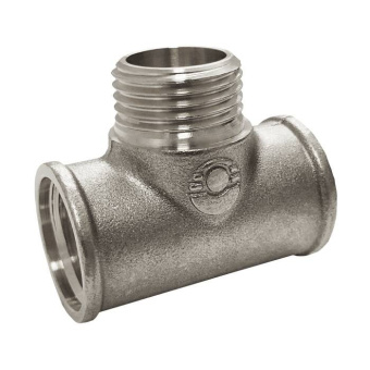Тройник 1/2"ВР / 1/2"НР / 1/2"ВР латунь никель Valfex