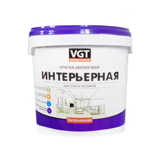 Краска акриловая интерьерная влагостойкая белоснежная 3кг