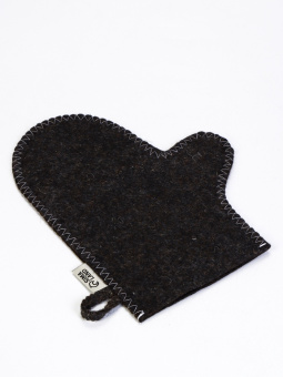 Рукавица банная 100% шерсть серый